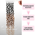 QVR Twist Curly Feather Crochet Human Hair Ombre #T1B/30/27 Miracle Knots Crochet Weave Hair Extensions