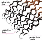 QVR Twist Curly Feather Crochet Human Hair Ombre #T1B/30/27 Miracle Knots Crochet Weave Hair Extensions