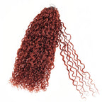 QVR Twist Curly Feather Crochet Human Hair Bright Brown #35D Machine Made Crochet Weave Hair Extensions