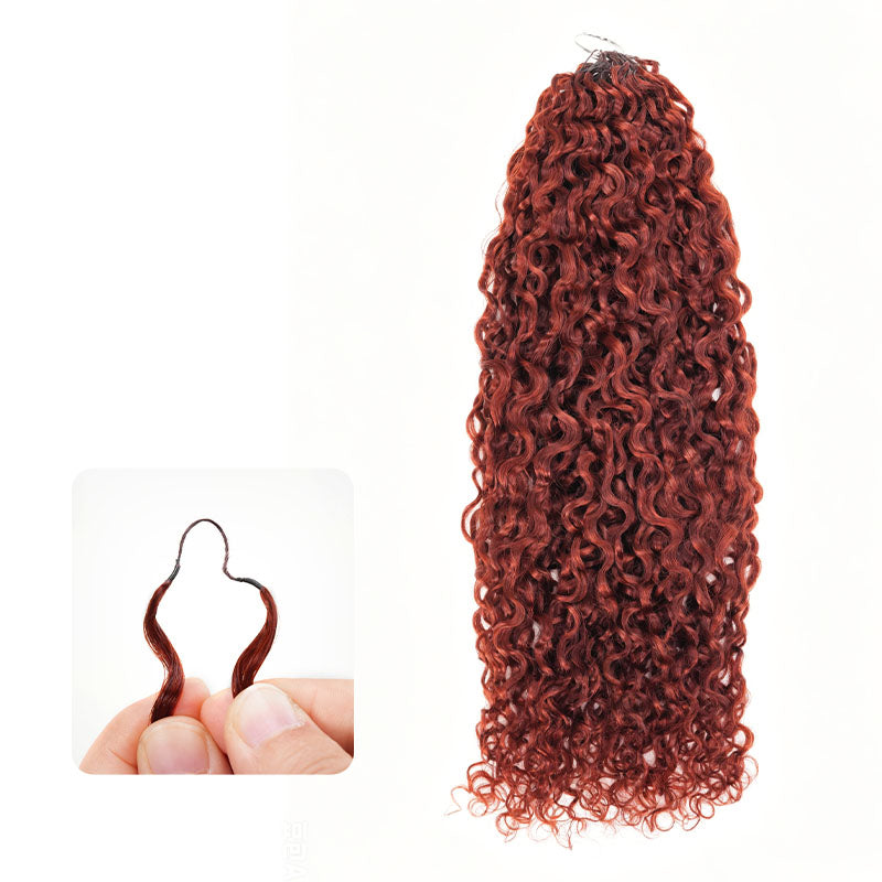 QVR Twist Curly Feather Crochet Human Hair Bright Brown #35D Machine Made Crochet Weave Hair Extensions