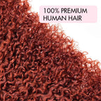 QVR Twist Curly Feather Crochet Human Hair Bright Brown #35D Machine Made Crochet Weave Hair Extensions