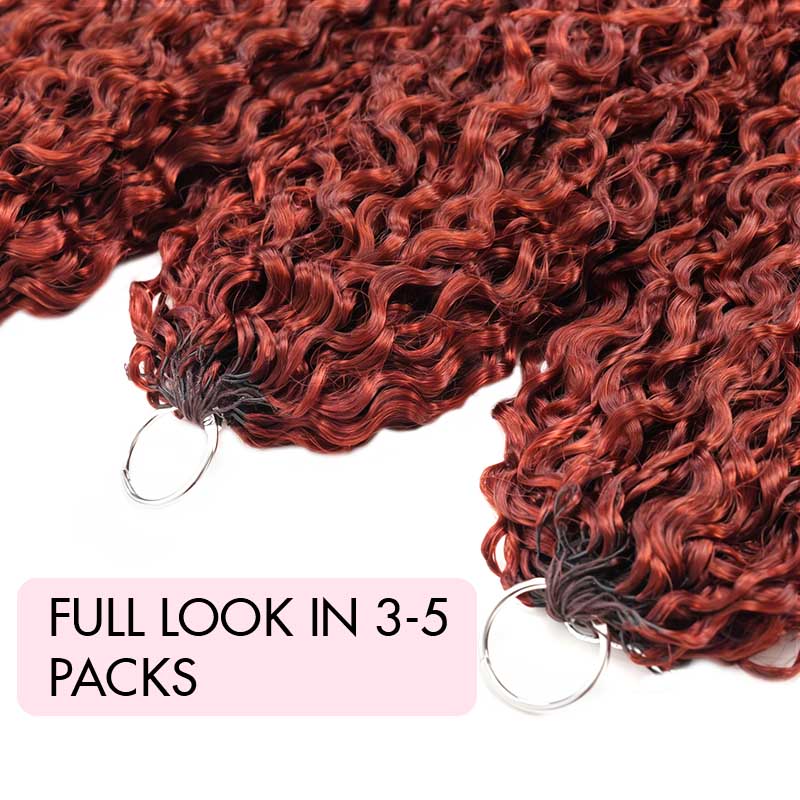QVR Twist Curly Feather Crochet Human Hair Bright Brown #35D Machine Made Crochet Weave Hair Extensions