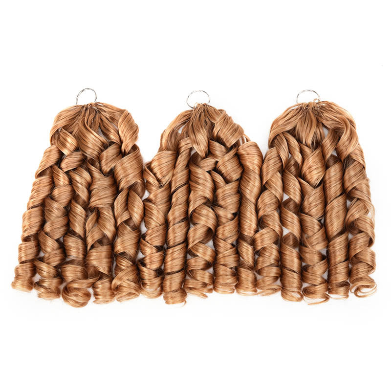 QVR French Curl Feather Crochet Human Hair Honey Blonde Miracle Knots Crochet Weave Hair Extensions