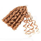 QVR French Curl Feather Crochet Human Hair Honey Blonde Miracle Knots Crochet Weave Hair Extensions