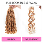 QVR French Curl Feather Crochet Human Hair Honey Blonde Miracle Knots Crochet Weave Hair Extensions