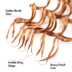 QVR French Curl Feather Crochet Human Hair Honey Blonde Miracle Knots Crochet Weave Hair Extensions