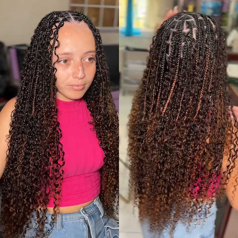 QVR Ombre Brown Feather Crochet Human Hair #T2/30 Burmese Curly Machine Made Crochet Weave Hair Extensions