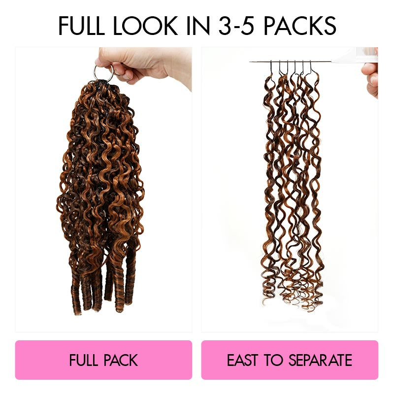 QVR Burmese Curly Feather Crochet Human Hair Highlight #P4/30 Miracle Knots Crochet Weave Hair Extensions