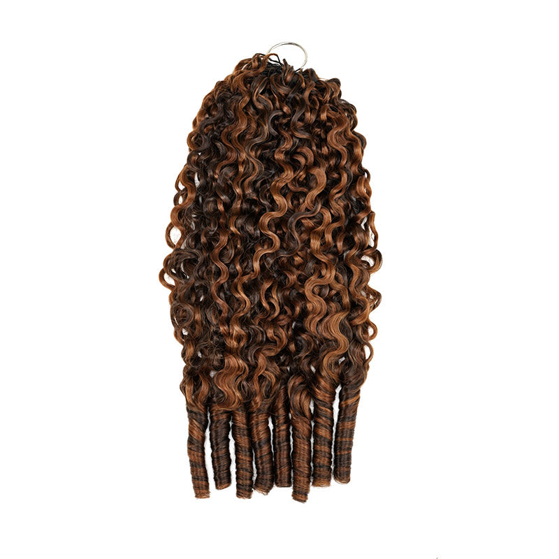 QVR Burmese Curly Feather Crochet Human Hair Highlight #P4/30 Miracle Knots Crochet Weave Hair Extensions