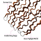 QVR Burmese Curly Feather Crochet Human Hair Highlight #P4/30 Miracle Knots Crochet Weave Hair Extensions