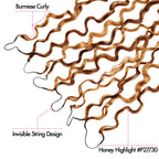 QVR Burmese Curly Feather Crochet Human Hair Highlight #P27/30 Miracle Knots Crochet Weave Hair Extensions