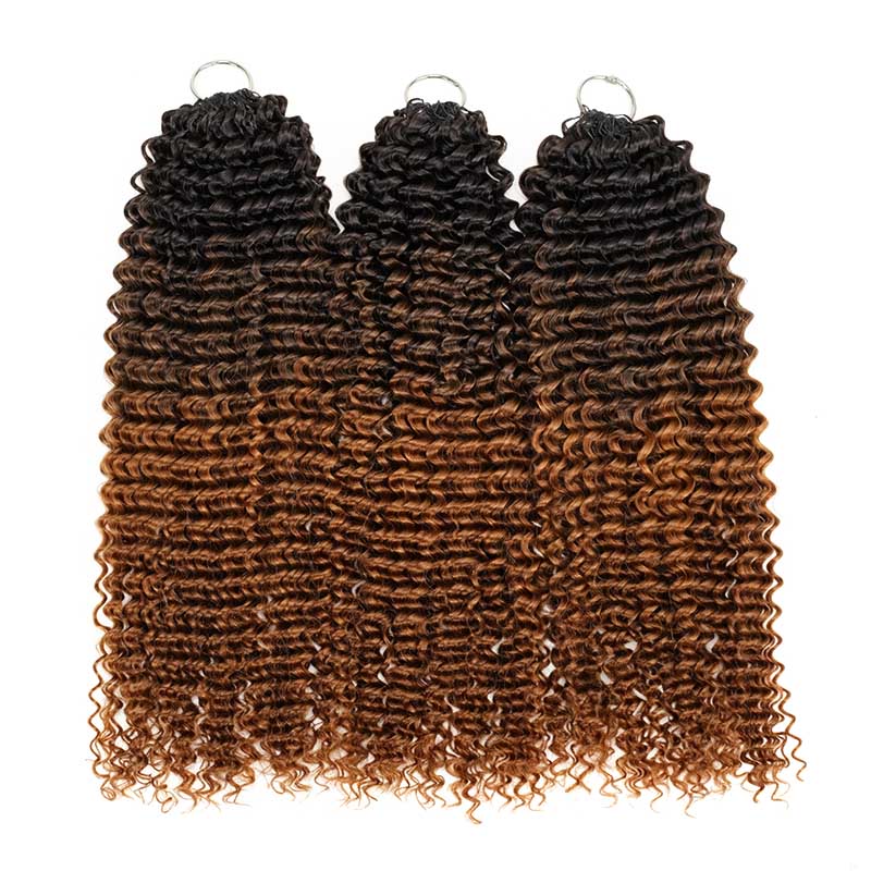 QVR #2/30 Mixed Subtle Ombre Feather Crochet Human Hair Small Kinky Curly Miracle Knots Crochet Weave Hair Extensions