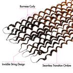 QVR #2/30 Mixed Subtle Ombre Feather Crochet Human Hair Small Kinky Curly Miracle Knots Crochet Weave Hair Extensions