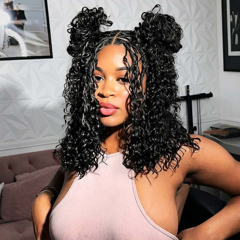 QVR Water Wave Crochet Hair Natural Black Machine Made Feather Human Hair Extension