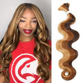 QVR Brown Highlight Body Wave Boho Knotless Braids Human Bulk Hair #P4/30/27 Human Braiding Hair Extensions