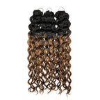 QVR Honey Caramel Mixed Highlights Feather Crochet Human Hair Water Wave Miracle Knots Crochet Weave Hair Extensions