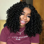 QVR Bouncy Curly Crochet Hair Natural Black Machine Made Feather Crochet Human Hair Extension