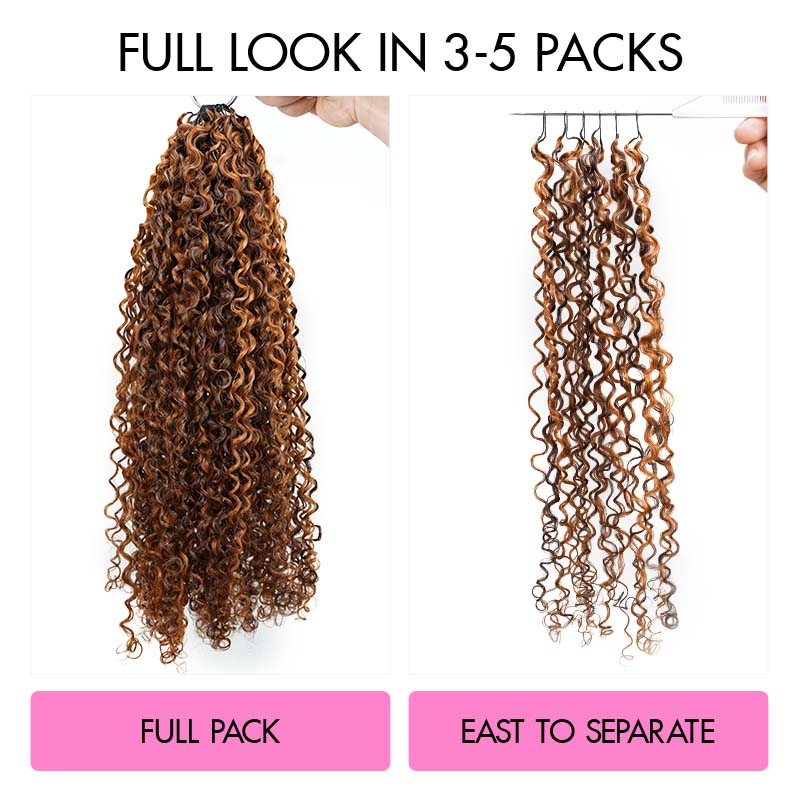 QVR Burmese Kinky Curly Feather Crochet Human Hair Highlight #P4/30 Miracle Knots Crochet Weave Hair Extensions