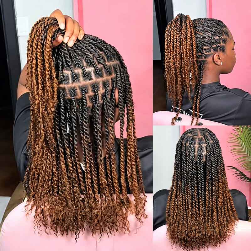 QVR Ombre Brown #T1B/30 Afro kinky Bulk Human Hair for Braiding & Twists