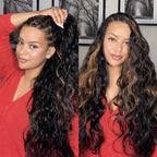 QVR Highlight Brown Body Wave Feather Crochet Hair Machine Made Feather Human Hair Extension