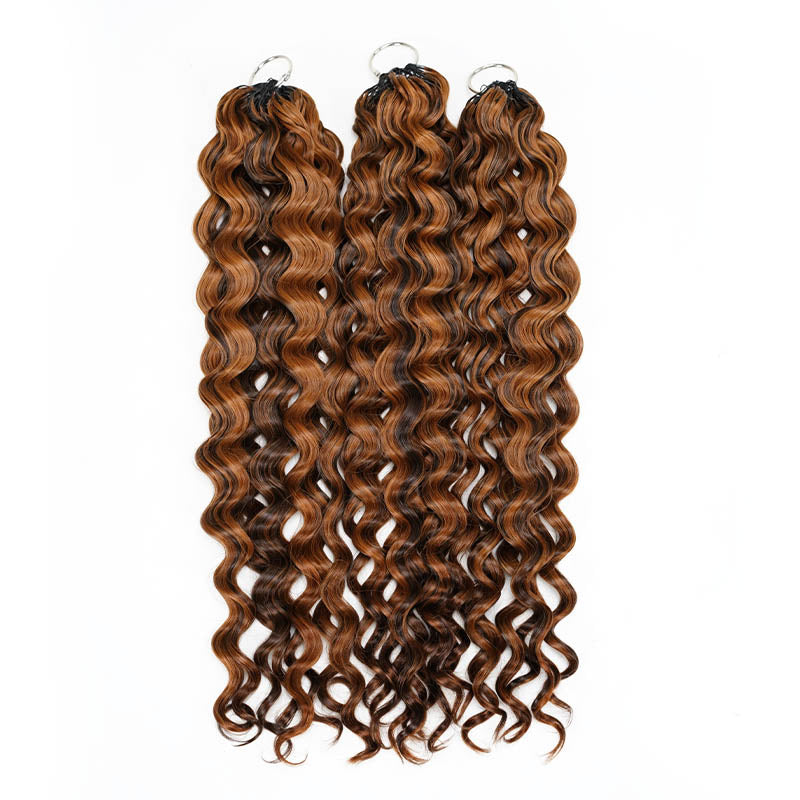 QVR Water Wave Feather Crochet Human Hair Highlight #P4/30 Miracle Knots Crochet Weave Hair Extensions