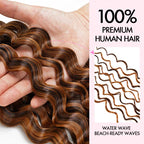 QVR Water Wave Feather Crochet Human Hair Highlight #P4/30 Miracle Knots Crochet Weave Hair Extensions
