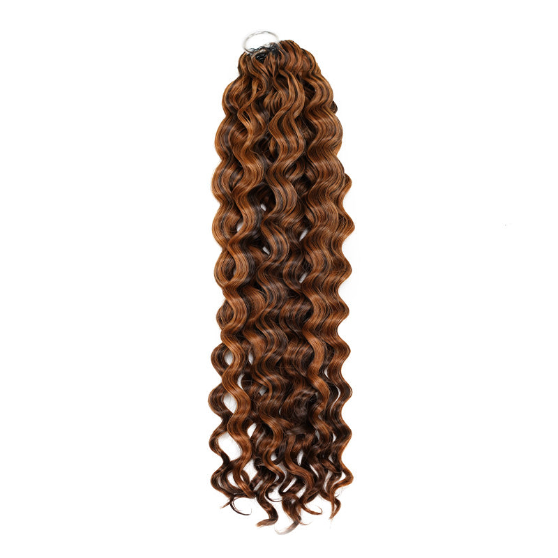 QVR Water Wave Feather Crochet Human Hair Highlight #P4/30 Miracle Knots Crochet Weave Hair Extensions
