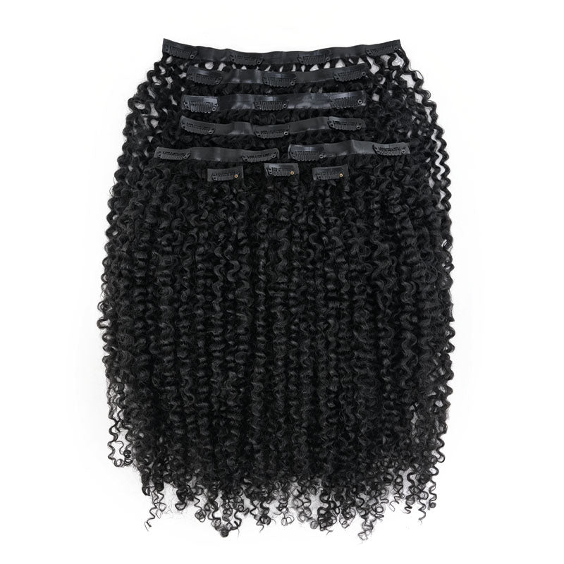 QVR Tight Curly PU Clip In Hair Extensions 9PCS 5PCS Volumizer Human Hair