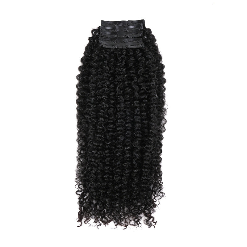 QVR Tight Curly PU Clip In Hair Extensions 9PCS 5PCS Volumizer Human Hair
