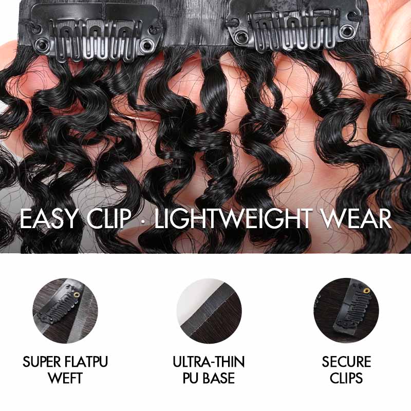QVR Tight Curly PU Clip In Hair Extensions 9PCS 5PCS Volumizer Human Hair