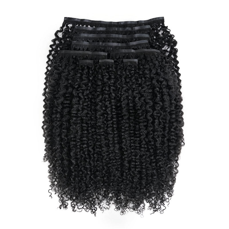 QVR Tight Curly PU Clip In Hair Extensions 9PCS 5PCS Volumizer Human Hair