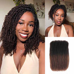 QVR Ombre Brown #T1B/4 Afro kinky Bulk Human Hair for Braiding & Twists