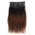 QVR #2/30 Mixed Subtle Ombre Small Kinky Curly PU Clip In Hair Extensions 9PCS 5PCS Volumizer Human Hair