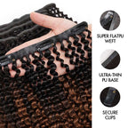 QVR #2/30 Mixed Subtle Ombre Small Kinky Curly PU Clip In Hair Extensions 9PCS 5PCS Volumizer Human Hair