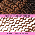 QVR #2/30 Mixed Subtle Ombre Small Kinky Curly PU Clip In Hair Extensions 9PCS 5PCS Volumizer Human Hair