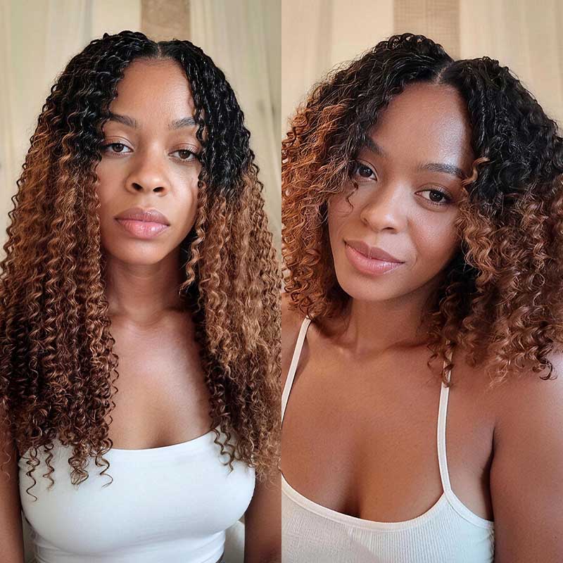 QVR #T1B/30 Crochet Hair Small Kinky Curly Machine Made Feather Human Hair Extension