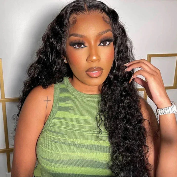 QVR Glueless Pre-cut 4x4 HD Lace Closure Human Hair Wigs Water Wave Wear & Go Wigs