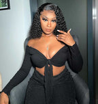 QVR Side Part Brazilian Human Hair Jerry Curly L Part Lace Front Bob Wig