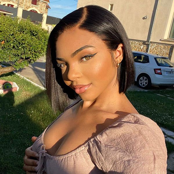 QVR Beginner Friendly Straight 5x5 Lace Closure Short Bob Wig 100% Human Hair