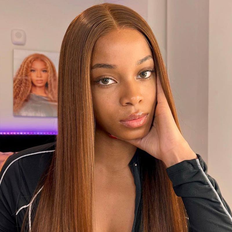 QVR Glueless Pre-cut 4x6 Lace Closure Human Hair Wigs Brown Color Body Wave Premium Wigs