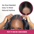 QVR Gluless Pre-cut 13x4 HD Lace Frontal Human Hair Wigs Straight Piano Highlight Brown Wear & Go Wigs