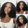 QVR Glueless Pre-cut 13x4 HD Lace Frontal Human Hair Wigs Kinky Curly Wear and Go Wigs