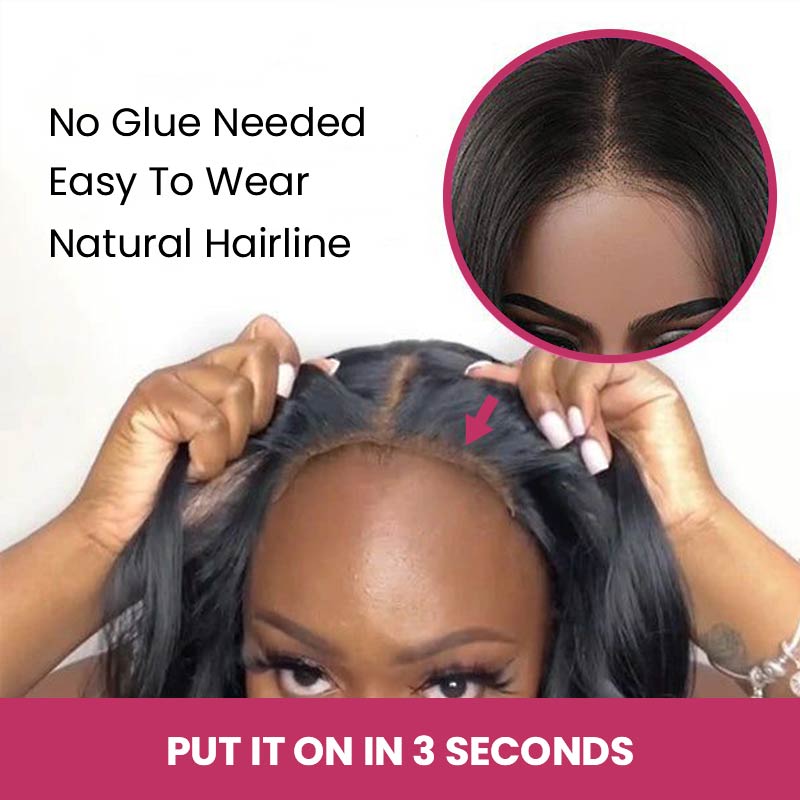 QVR Glueless Pre-cut 4x6 HD Lace Closure Human Hair Wigs Deep Curly Wear & Go Wigs