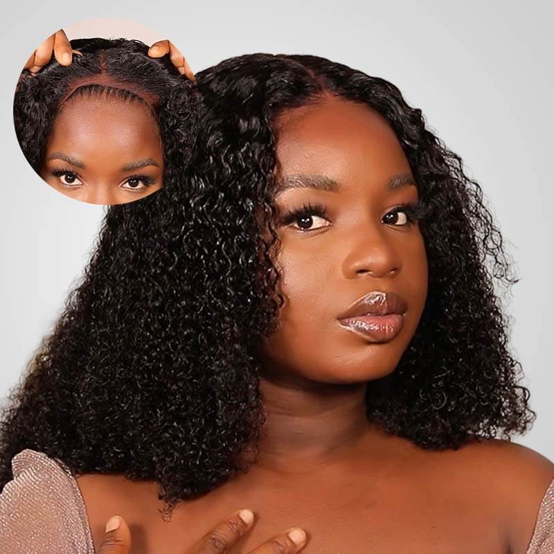QVR Kinky Curly Short Bob Wigs 13x4 Lace Virgin Human Hair Wigs