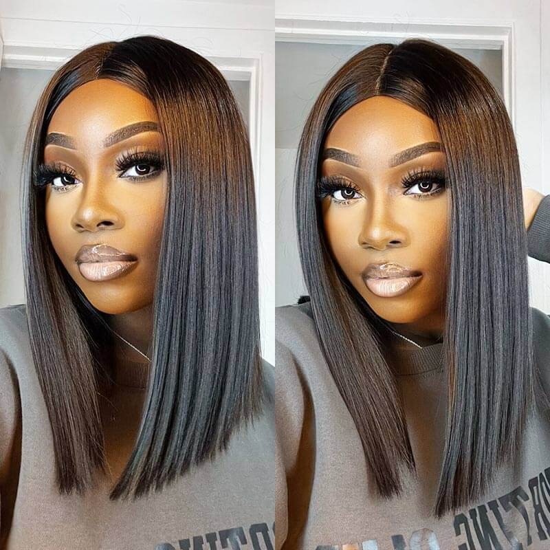 QVR 15A Unprocessed Mono Net Short Bob Glueless Wig Natural Parting and Virgin Human Hair Wigs