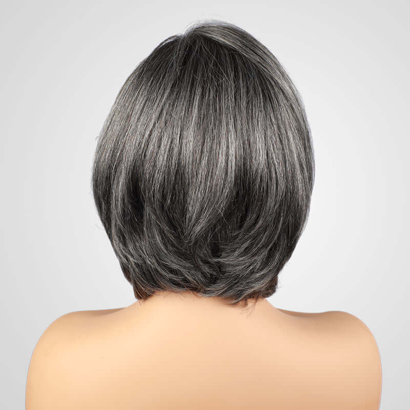 QVR Salt & Pepper Side Part Short Bob Wig Glueless 5X5 Lace Closure Wig