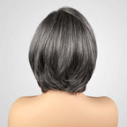 QVR Salt & Pepper Side Part Short Bob Wig Glueless 5X5 Lace Closure Wig