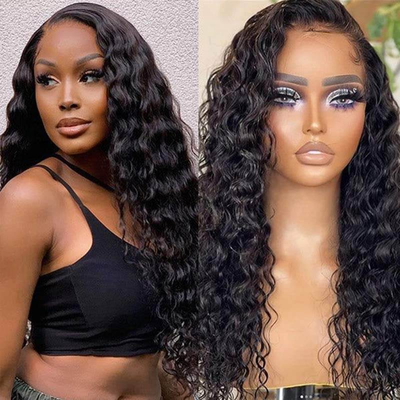 QVR Glueless Water Wave Pre-Bleached 7x5 Lace Wig With Invisible Knots