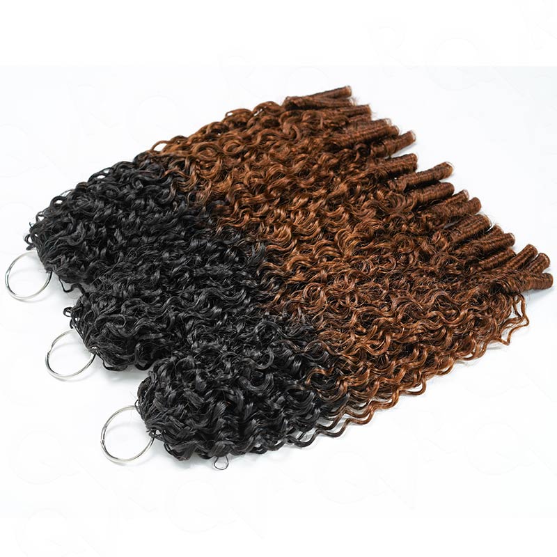 QVR #T1B/30 Feather Crochet Human Hair Burmese Curly Machine Made Crochet Weave Hair Extensions