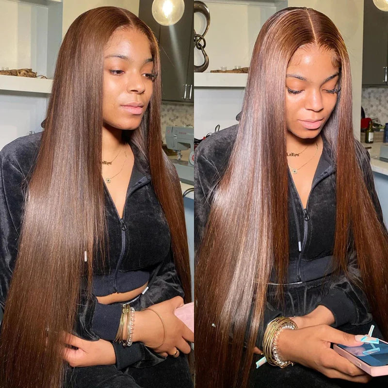 QVR Glueless Pre-Cut 4x6 Lace Closure Dark Brown #4 Colored Wear&Go Upgrade HD Lace Straight/Body Wave Human Hair Wig Beginner-Friendly